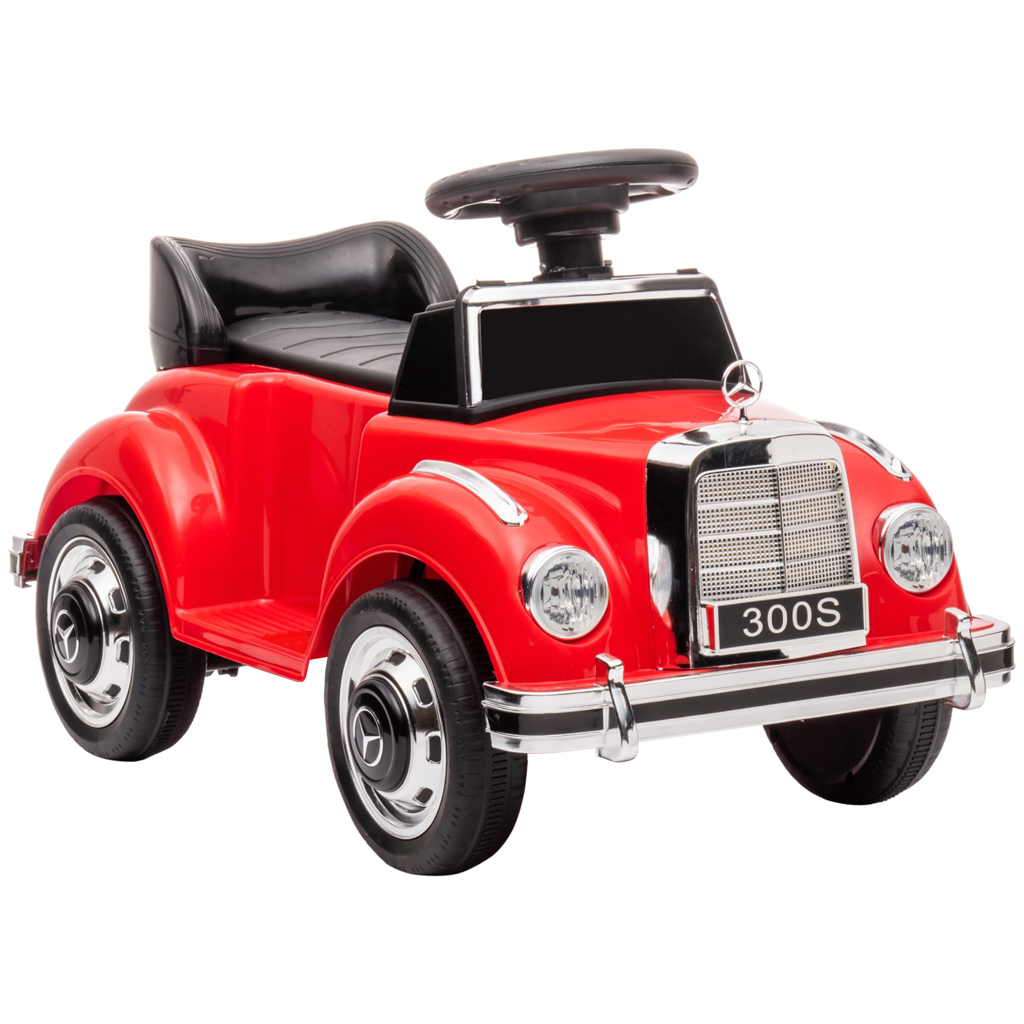AIYAPLAY Portabebés Mercedes-Benz 300S con licencia 18-48 meses Baúl de almacenamiento debajo del asiento rojo