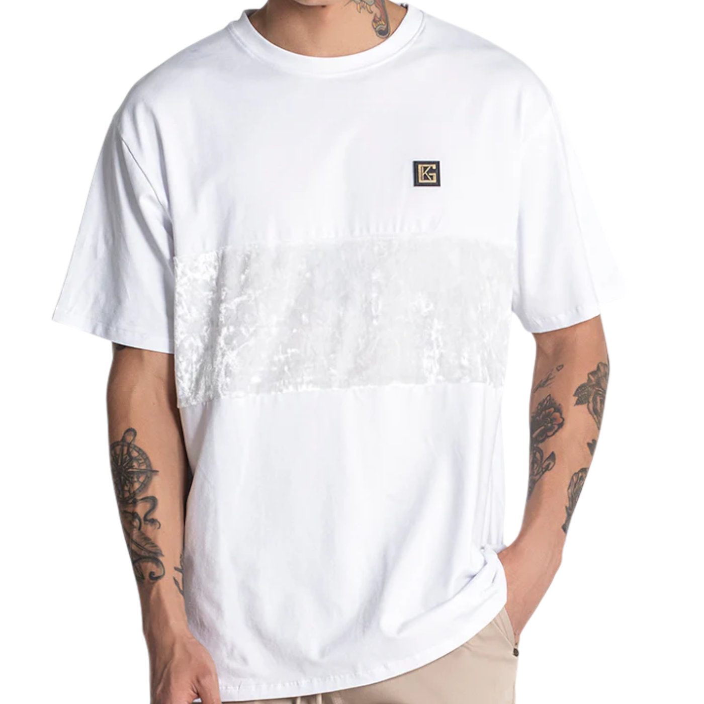 Camiseta Gianni Kavanagh Illinois Blanco Hombre Moderno, Ropa casual 80% Algodón, 20% Poliéster