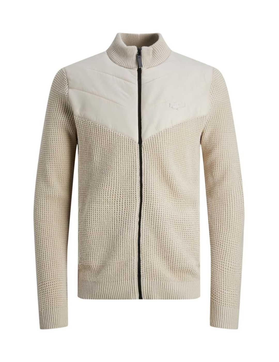 Jack & Jones Chaqueta Jack&Jones Black Beige de Cremallera para Hombre - Cómoda y Elegante