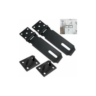 CA 2 cerraduras de seguridad de acero inoxidable con tornillos, bisagra para candado, pestillo negro para puerta, cajón y puerta.