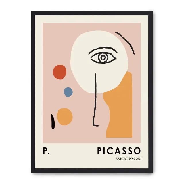 Lámina con marco negro PICASSO PORTRAITS VI 21x30 cm, Póster impreso en papel de primera calidad de 180gr, montado sobre marco de madera MDF acabado en negro., Arte - Pintores famosos - Picasso
