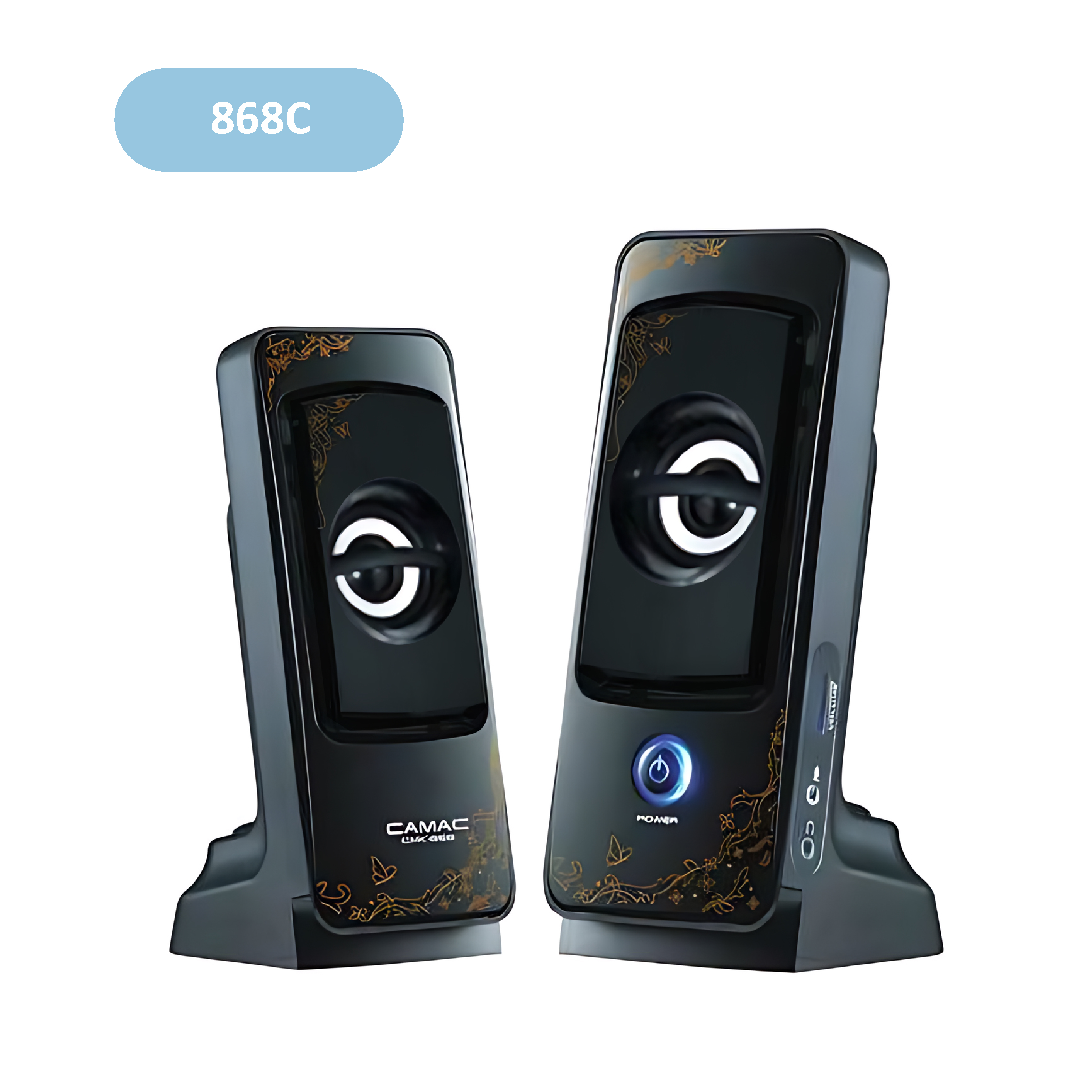 Altavoces para PC de Escritorio, Pareja de Altavoces Multimedia Compactos con Control de Volumen Lateral, Entrada de Micrófono, Salida para Auriculares y Botón de Encendido CMK868