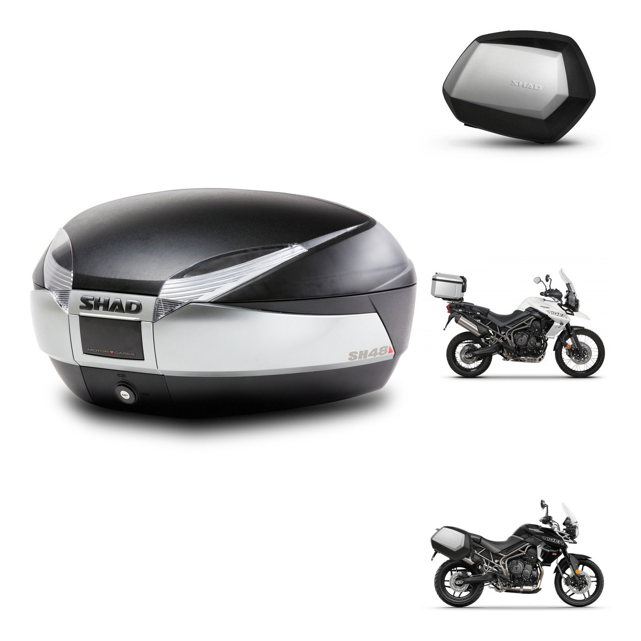 Maletas Laterales + Baul Trasero + Herraje Montaje + Herraje 3P Sh48 Titanium Premium Sc Sh35 Premium KIT-268828