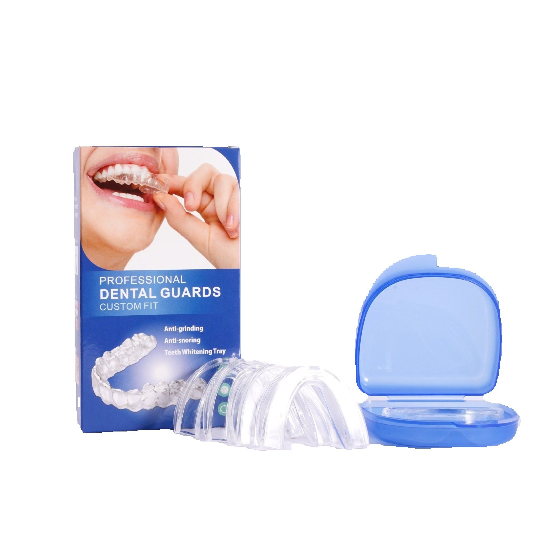 Protectores bucales para apretar los dientes por la noche, protector bucal para rechinar los dientes, protector bucal reutilizable para dormir por la noche, protector nocturno para los dientes (juego de 4 piezas)