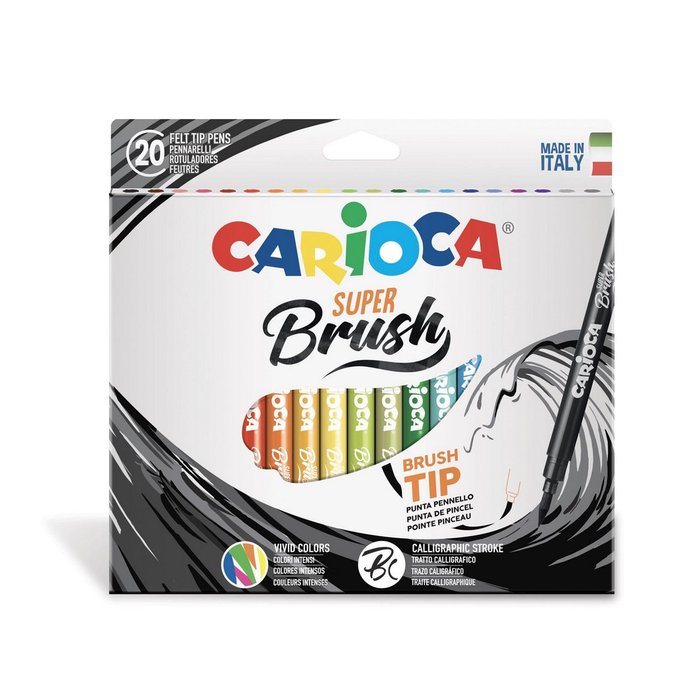 UNIVERSAL ROTULADOR CARIOCA SUPER BRUSH 20 COLORES SURTIDOS ROTULADORES
