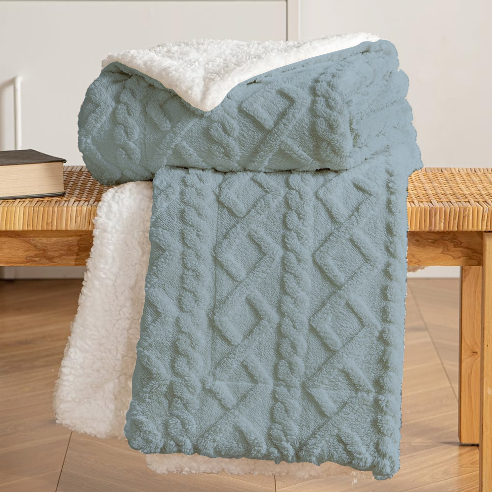 HOMESOL® Manta Sofa de Borrego, Manta Doble Cara Franela y Sherpa, 100% Poliester, Suave y Caliente para Invierno, 130x160 160x220 220x240