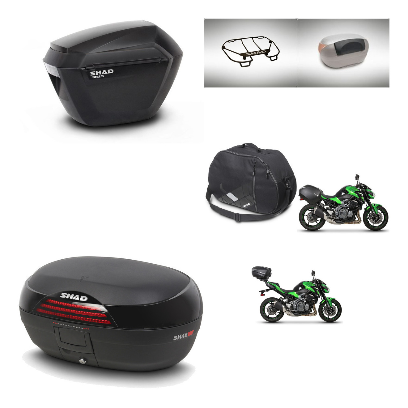 Baul Trasero + Maletas Laterales + Accesorios + Herraje 3P + Herraje Montaje Sh23 Sh46 Sh 46 New Model KIT-265853