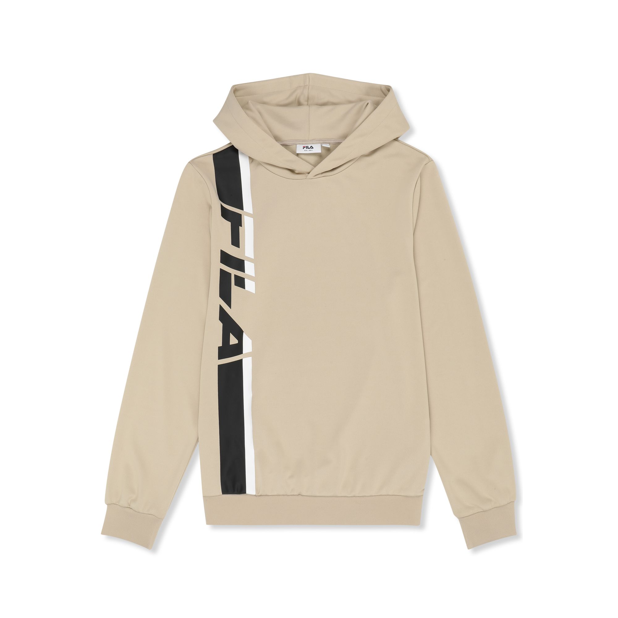 FILA | Sudaderas con Capucha Hombre Corte Regular, Valiversi Regular Graphic Hoodie, 100% Poliéster, Estampado Gráfico Inspiración Heritage, Streetwear Deportivo, Beige y Negro
