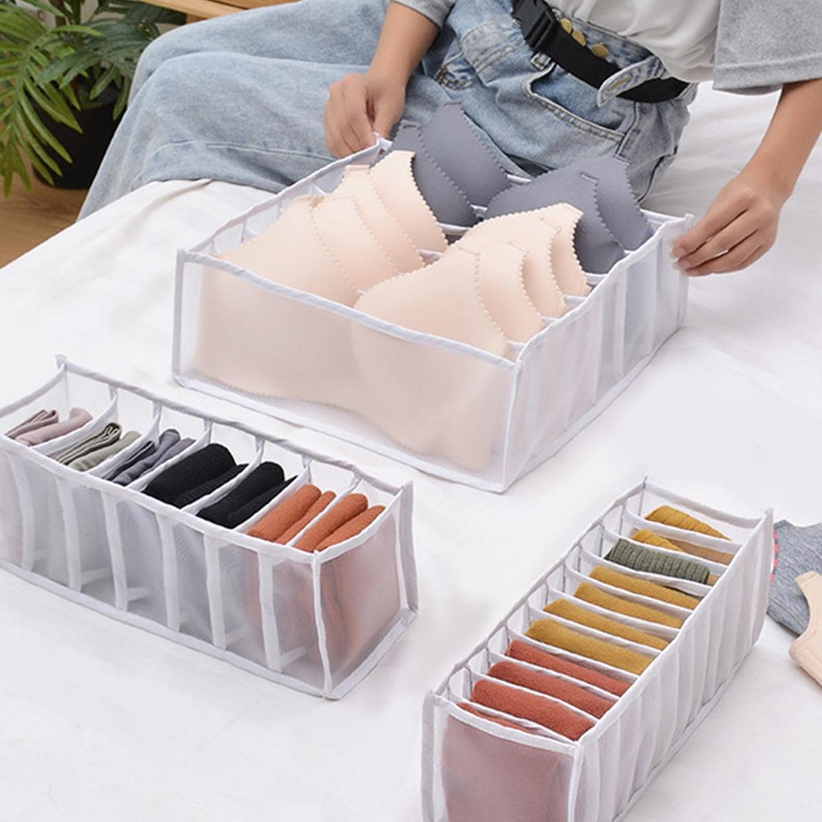 TK Organizador De Armario Para Calcetines Y Ropa Interior Caja De Almacenamiento Plegable Con 7/9/11 Celdas Para Bragas Y Jeans