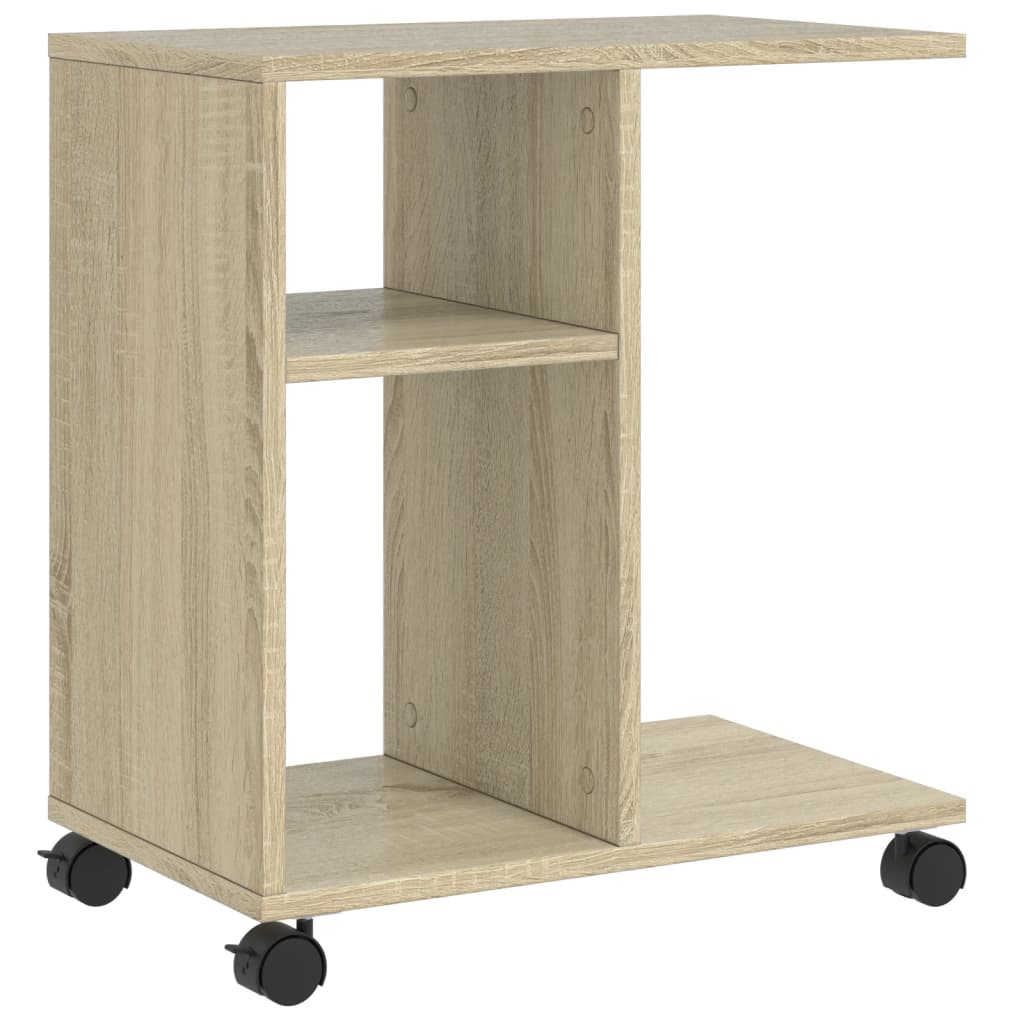 Mesa Auxiliar Vidaxl con Ruedas Madera Ingeniería 50x30x55 Cm
