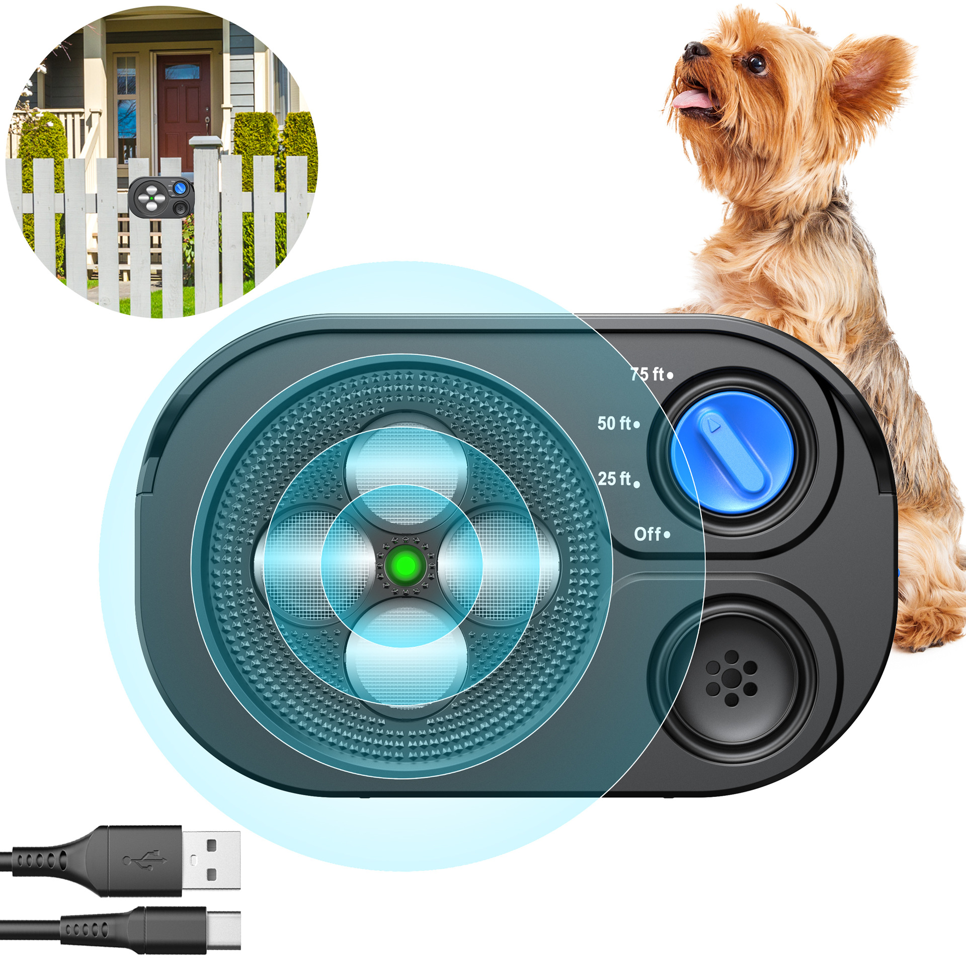Anti-ladridos ultrasónico automático - Entrenador canino seguro para control de ladridos