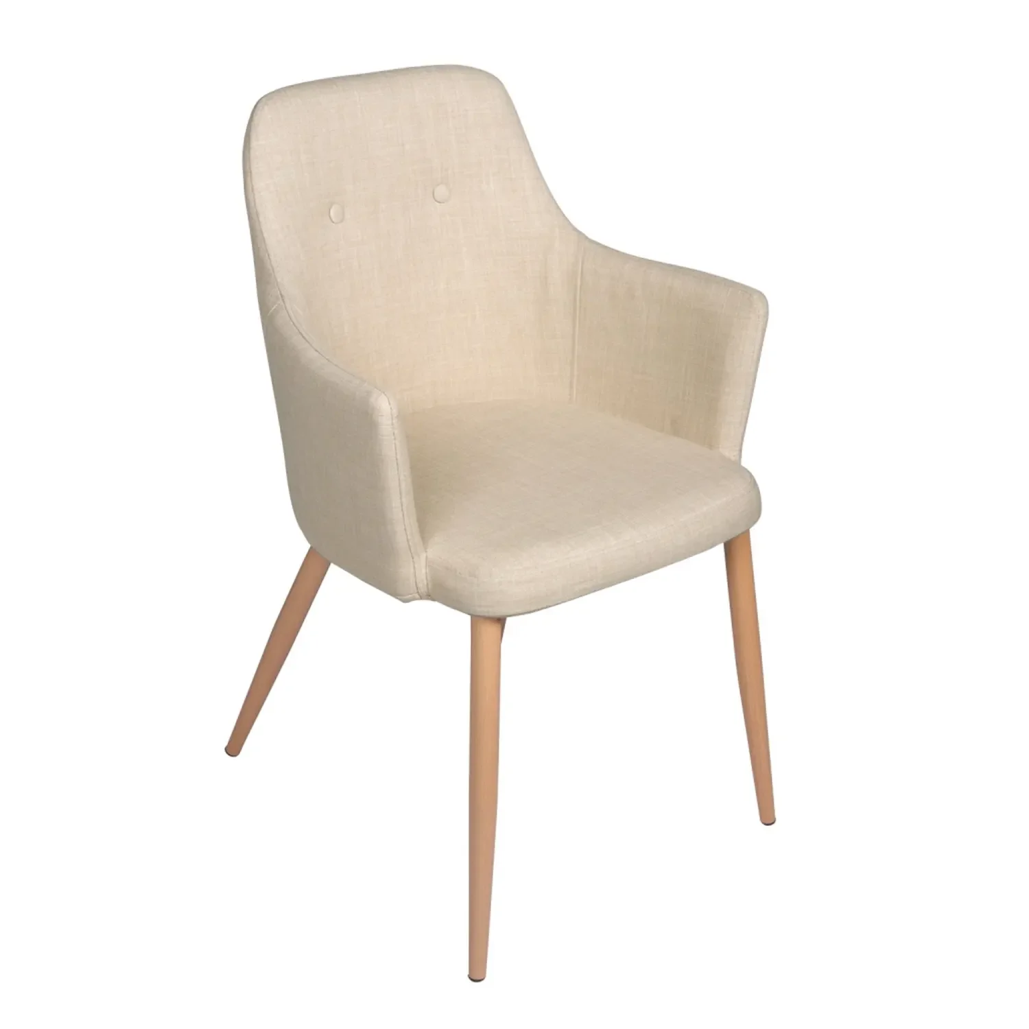 Lúzete - Sillón Gunnar Arena  Patas Metálicas Efecto Madera De Haya Y Tela.