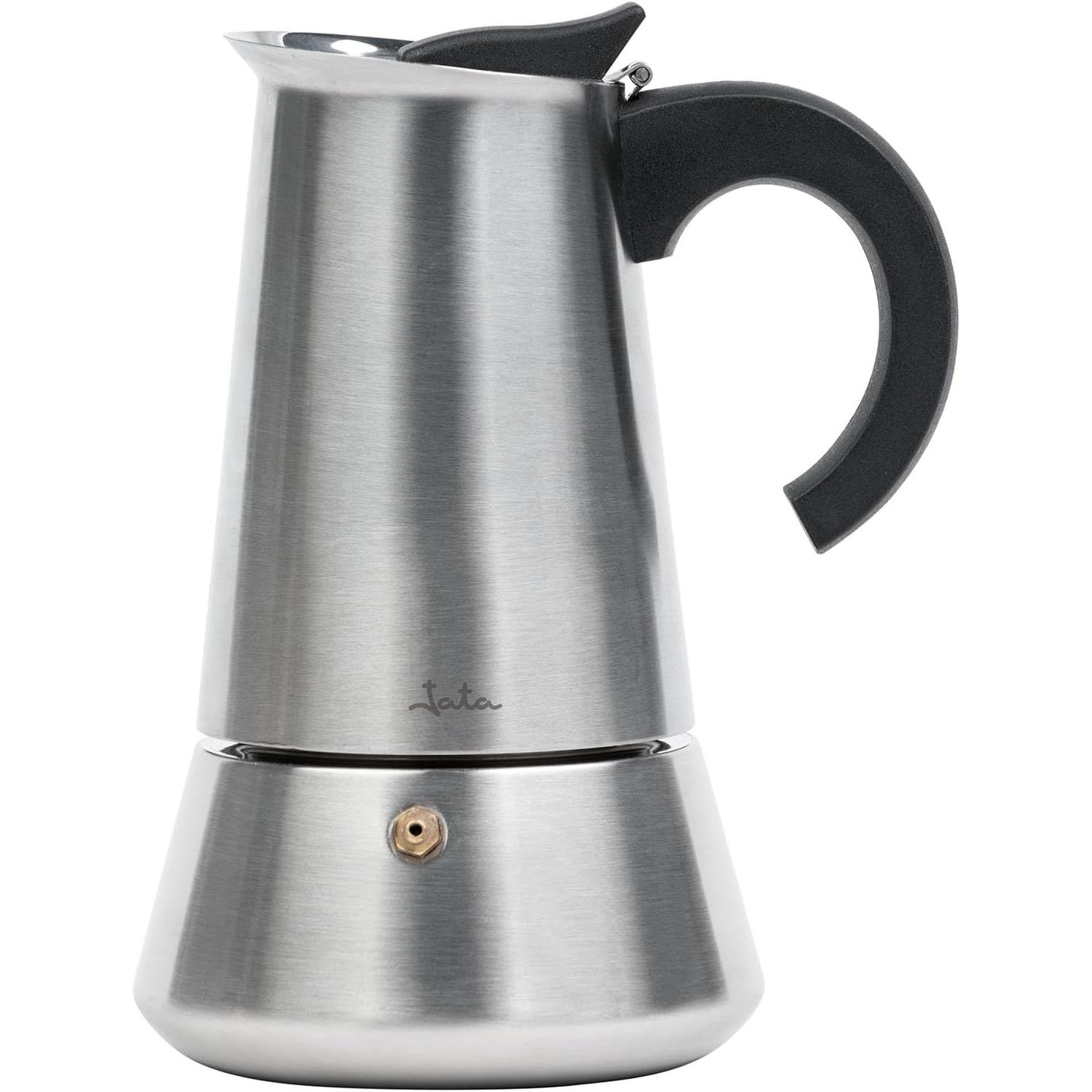 Cafetera Italiana de Inducción Jata CAX104 – 4, 6, 10 o 12 Tazas – Acero Inoxidable – Apta para Todo Tipo de Cocinas