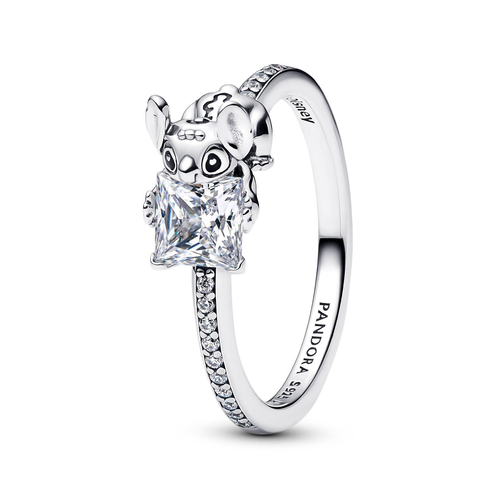 Pandora Anillo de Disney Stitch con circonitas transparentes 193740C01 , para Mujer