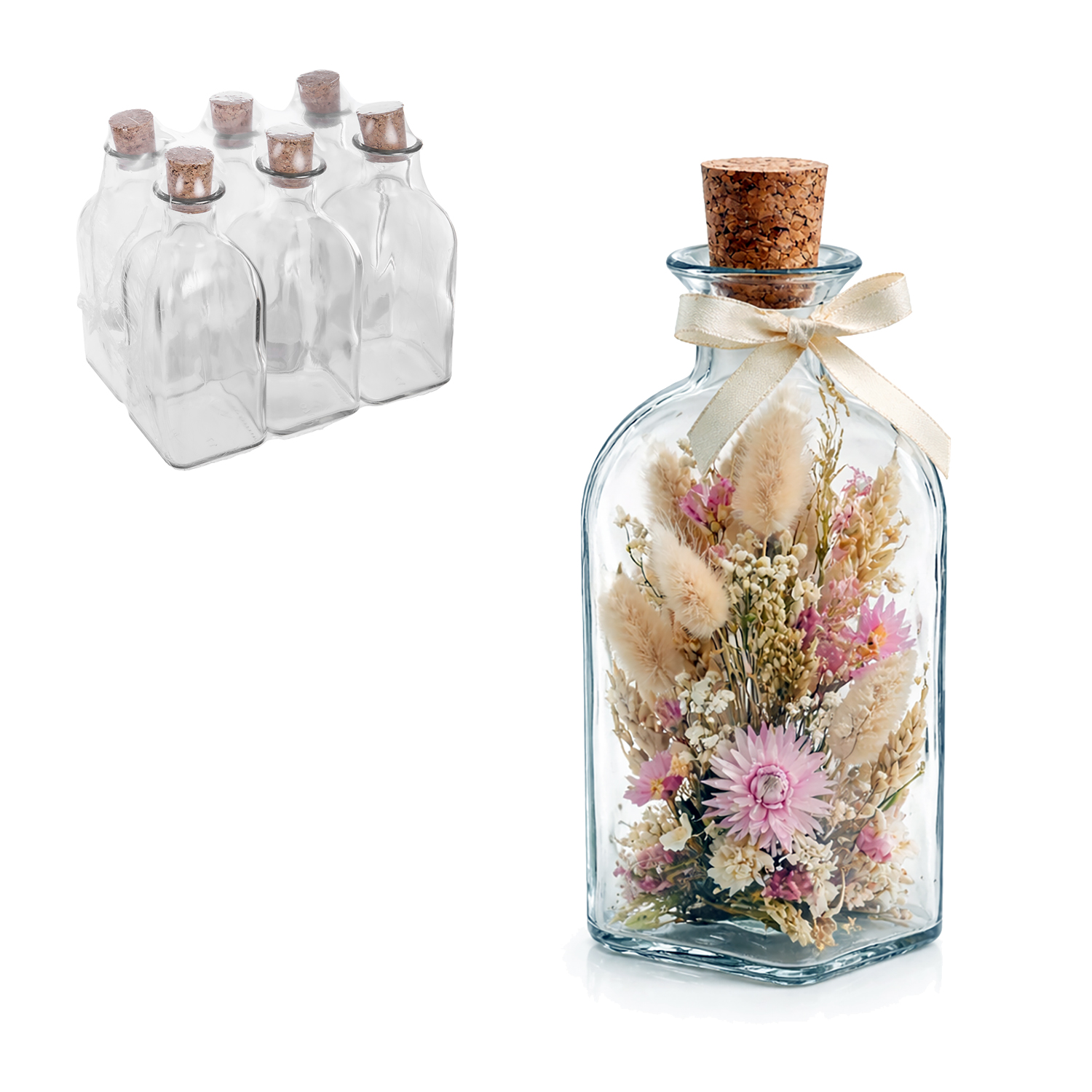 alessandro - Botellas de cristal con tapón de corcho natural, reutilizables y fáciles de limpiar, para agua, zumos, licores o kombucha