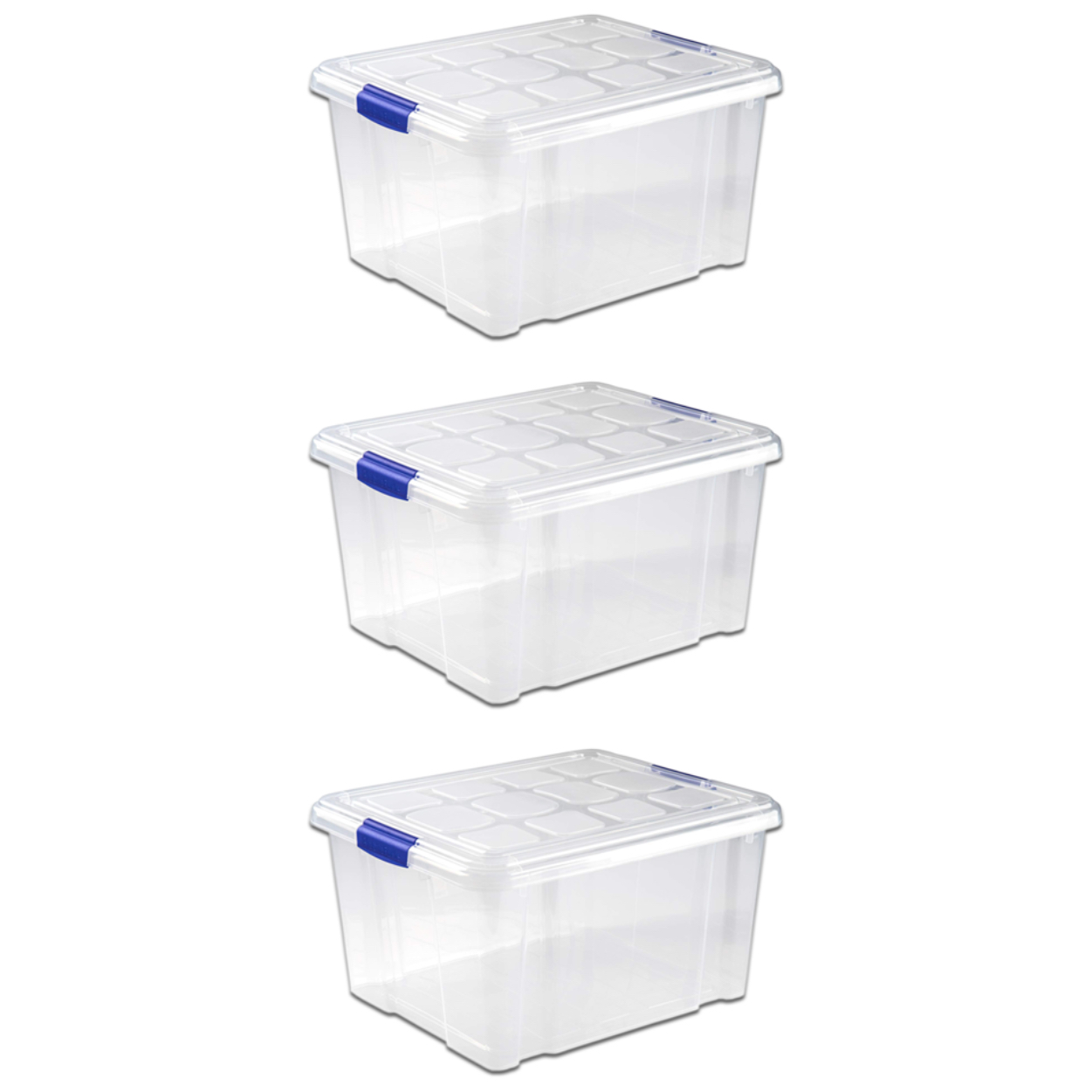 TRESV Set 3 Cajas de Ordenación TRESV 4L,5L,8L,12L,16L,25L y 35L Almacenamiento Plástico Transparente Hermético