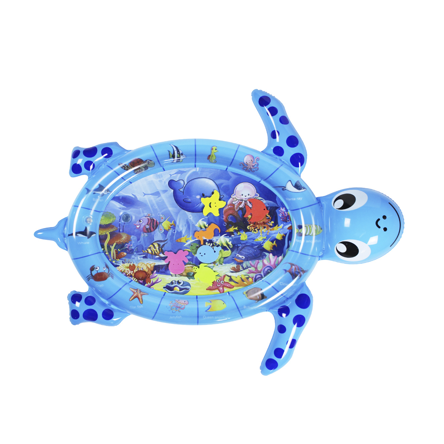 DAM. Colchoneta hinchable con forma de tortuga y diseño fondo marino. 105x74cm. 105x74x20 cm.