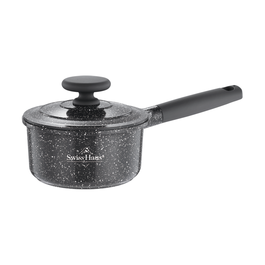 Cacerola de inducción Swiss Haus® MS16B -- Libre de PFAS - Cacerola con revestimiento antiadherente Sapphire™ - Para salsas en cualquier fuente de calor - Negra - GRIS