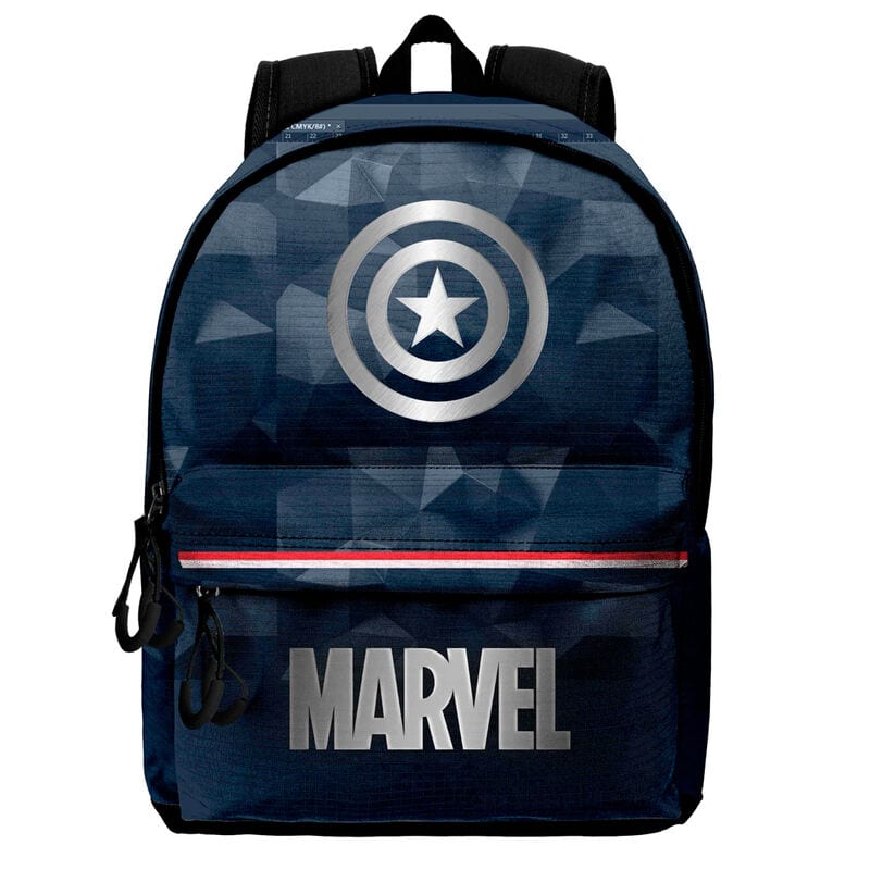 Mochilas Marvel Avengers y Capitán América, Diseño 3D con Relieve y Estampado, Compartimento Principal con Cremallera, Bolsillos Laterales de Malla, Espalda y Tirantes Acolchados