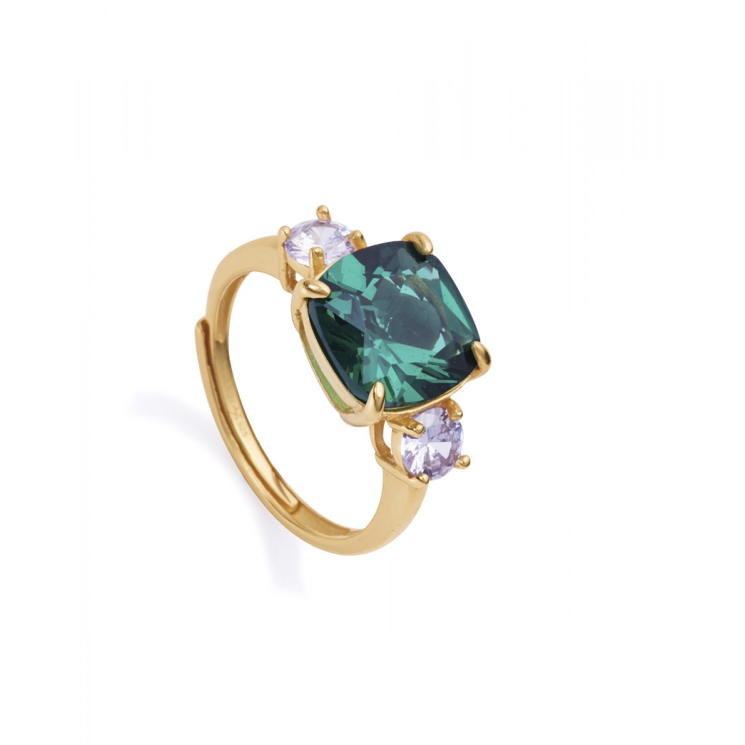 Viceroy Anillo Elegant de plata de ley con baño de oro con cristales de color verde y lavanda