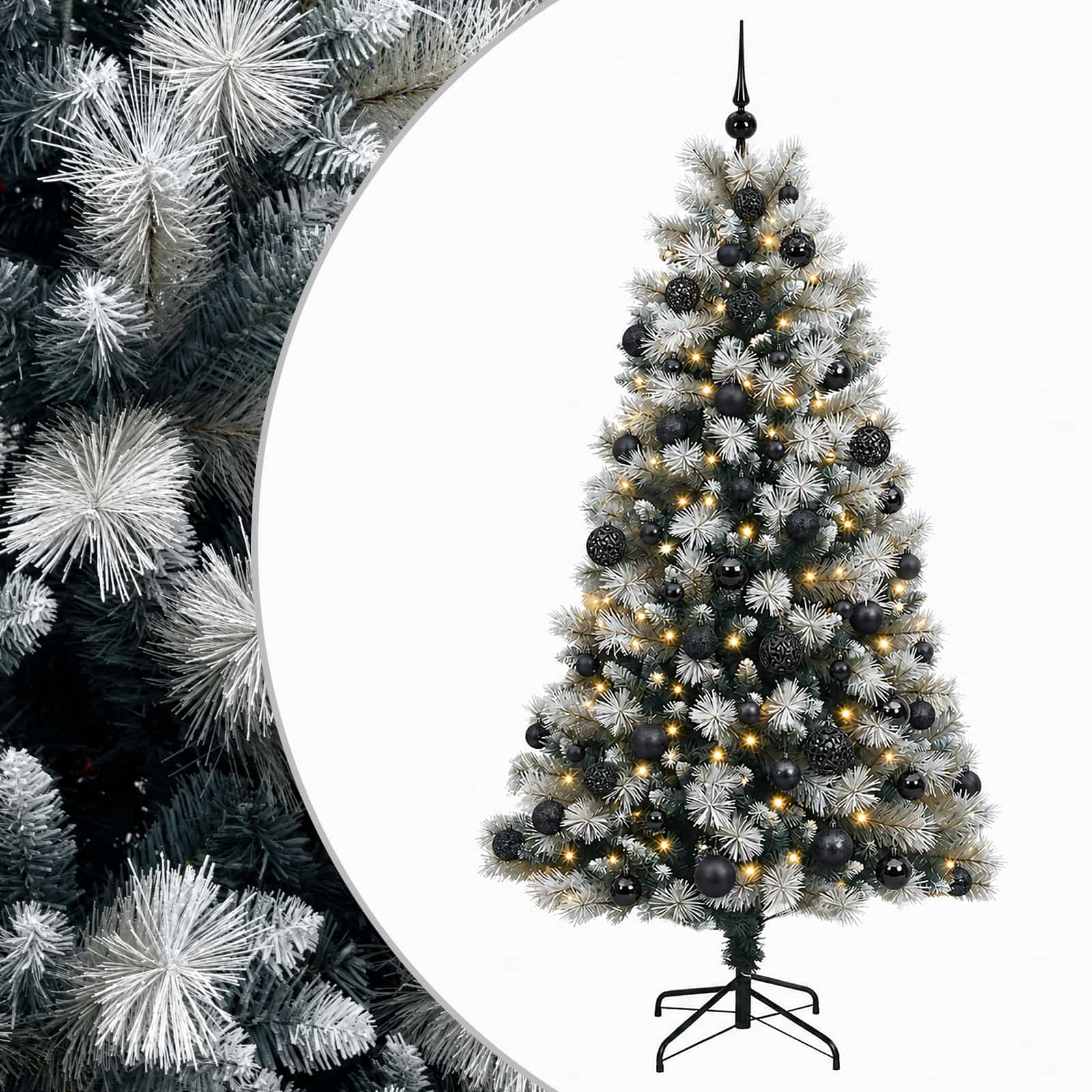 vidaXL Árbol de Navidad artificial de ramas plegables con bolas 180 cm
