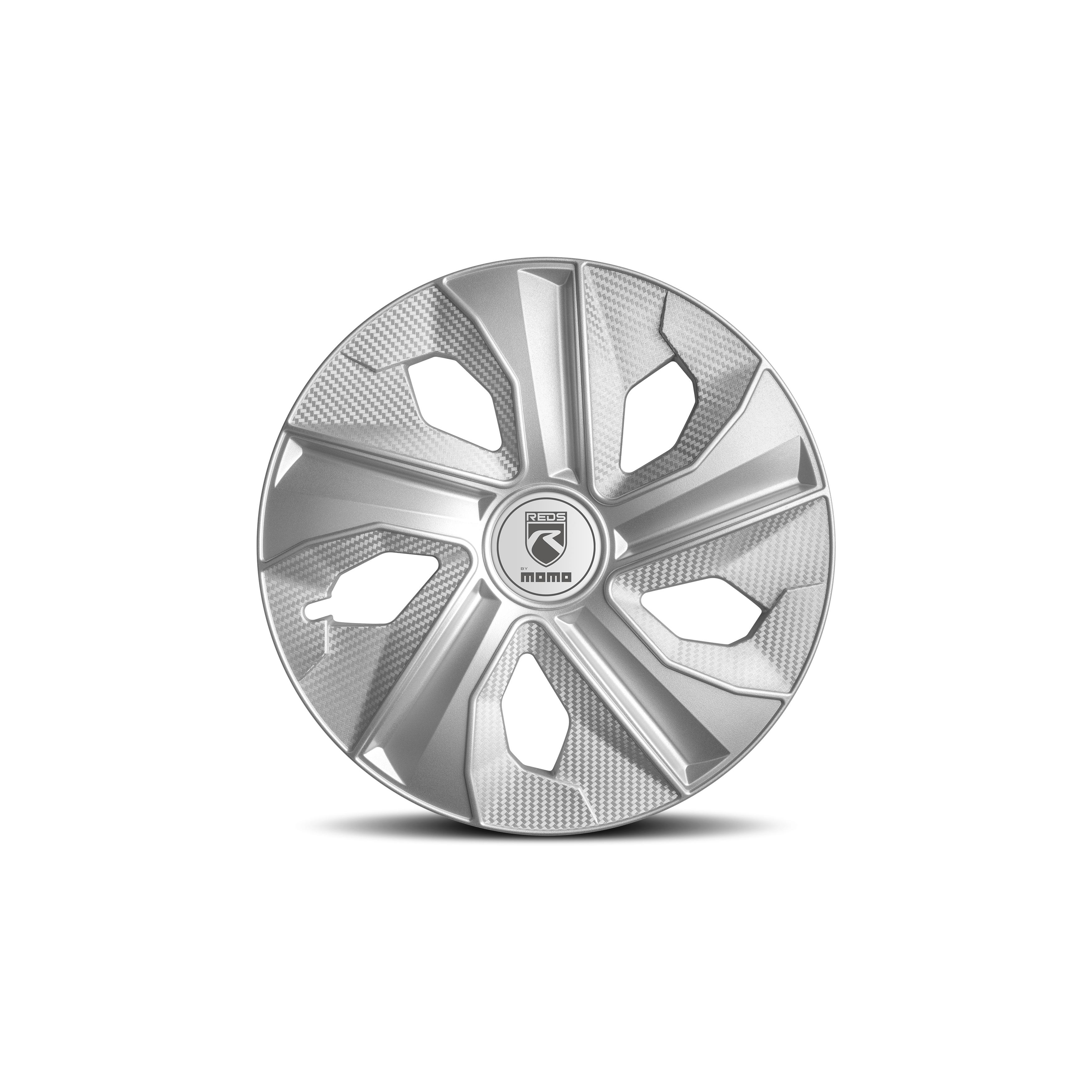 TAPACUBOS MOMO BLADE PLATA MATE CARBÓN 16 - 4 PIEZAS