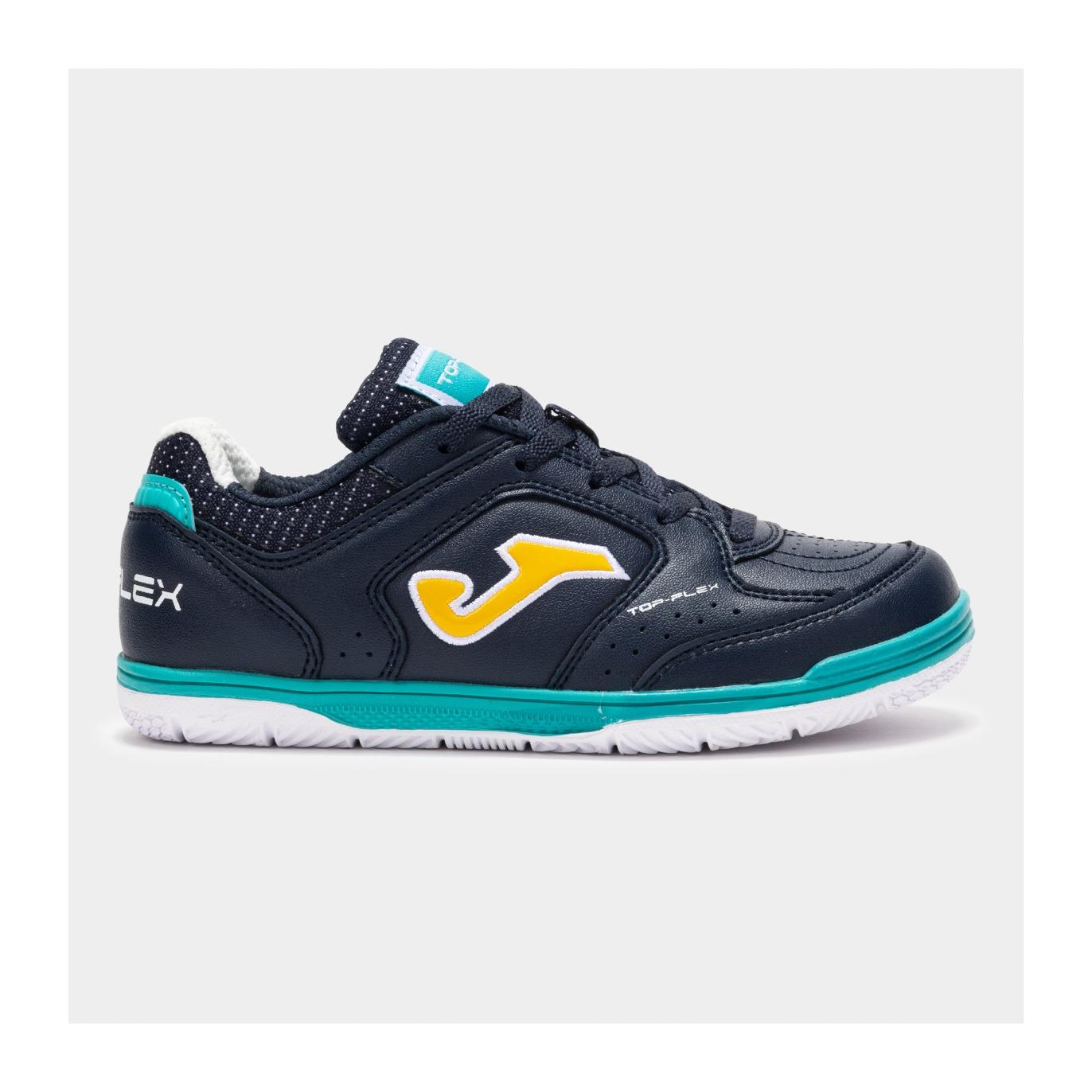 ZAPATILLAS INDOOR JOMA TOP FLEX 2503 COLOR AZUL CON VERDE JUNIOR