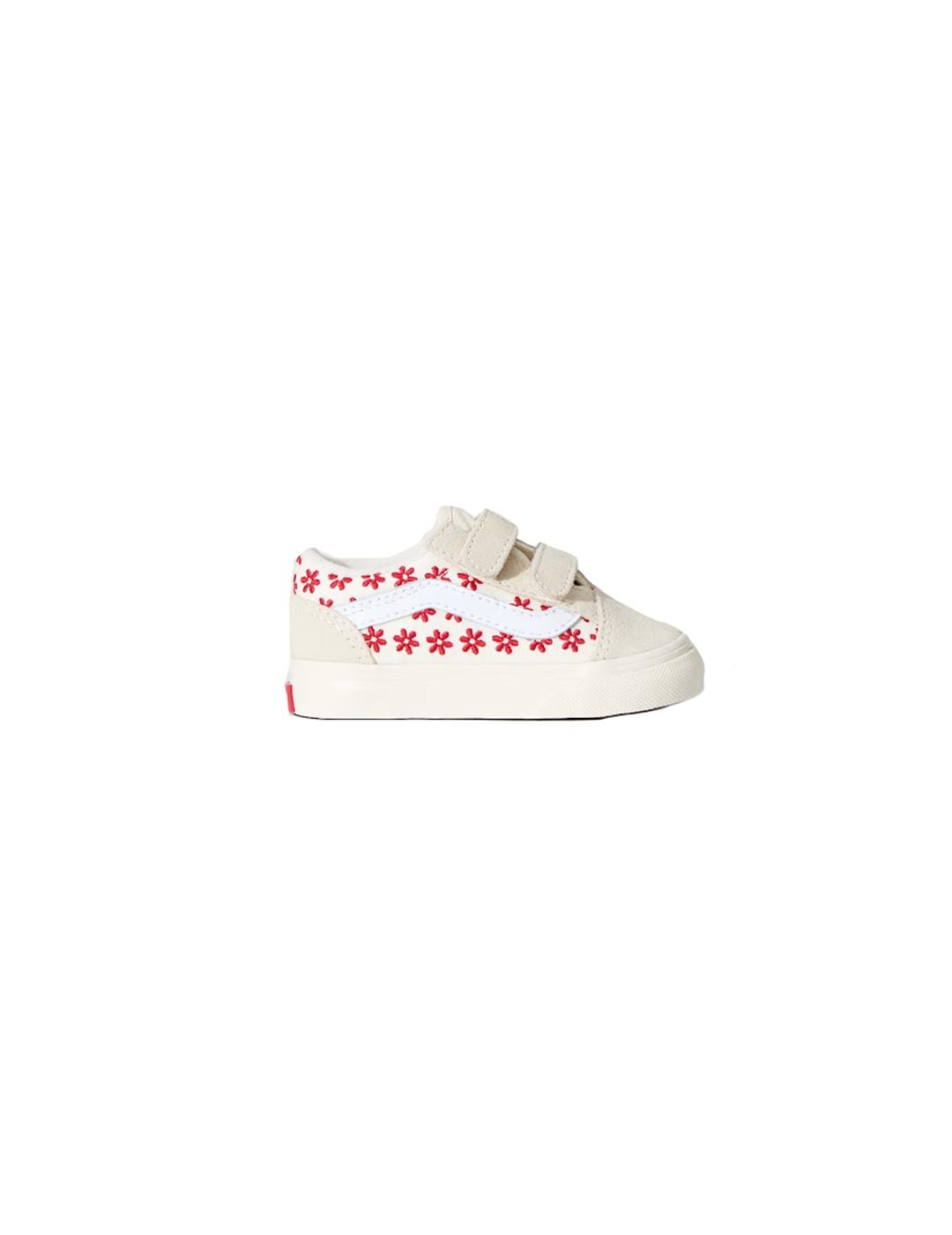 Zapatilla Niña/a Vans Old Skool Beige Flores Roja