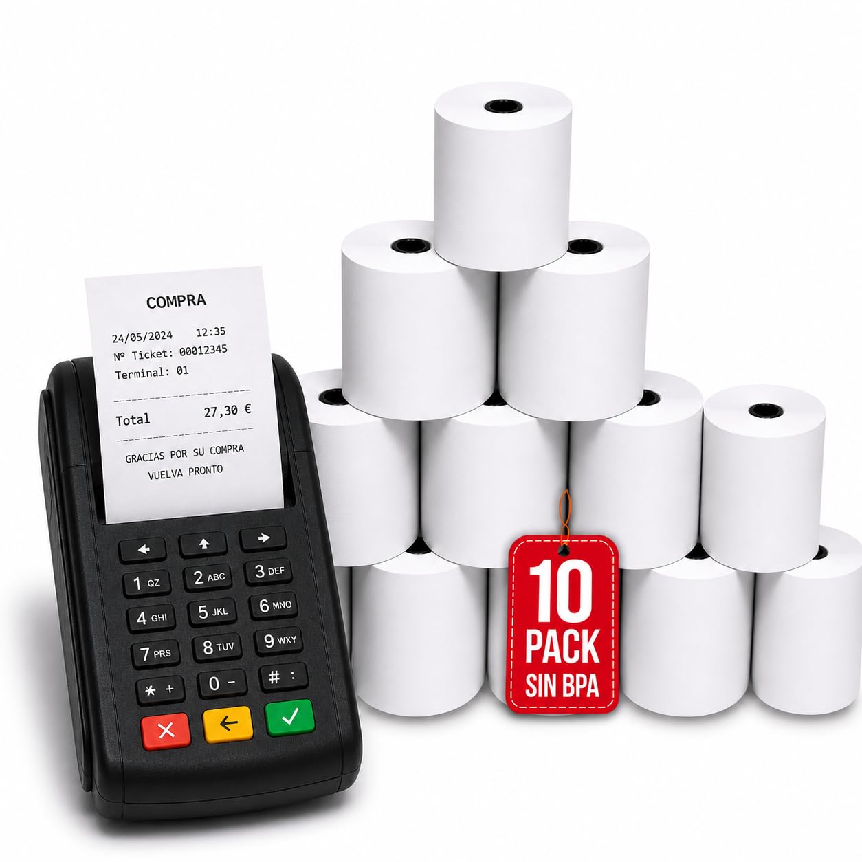 COM-FORT HOUSE Papel Térmico sin BPA varios tamaños – Impresión Rápida y Nítida – Para TPV, Tickets y Cajas Registradoras