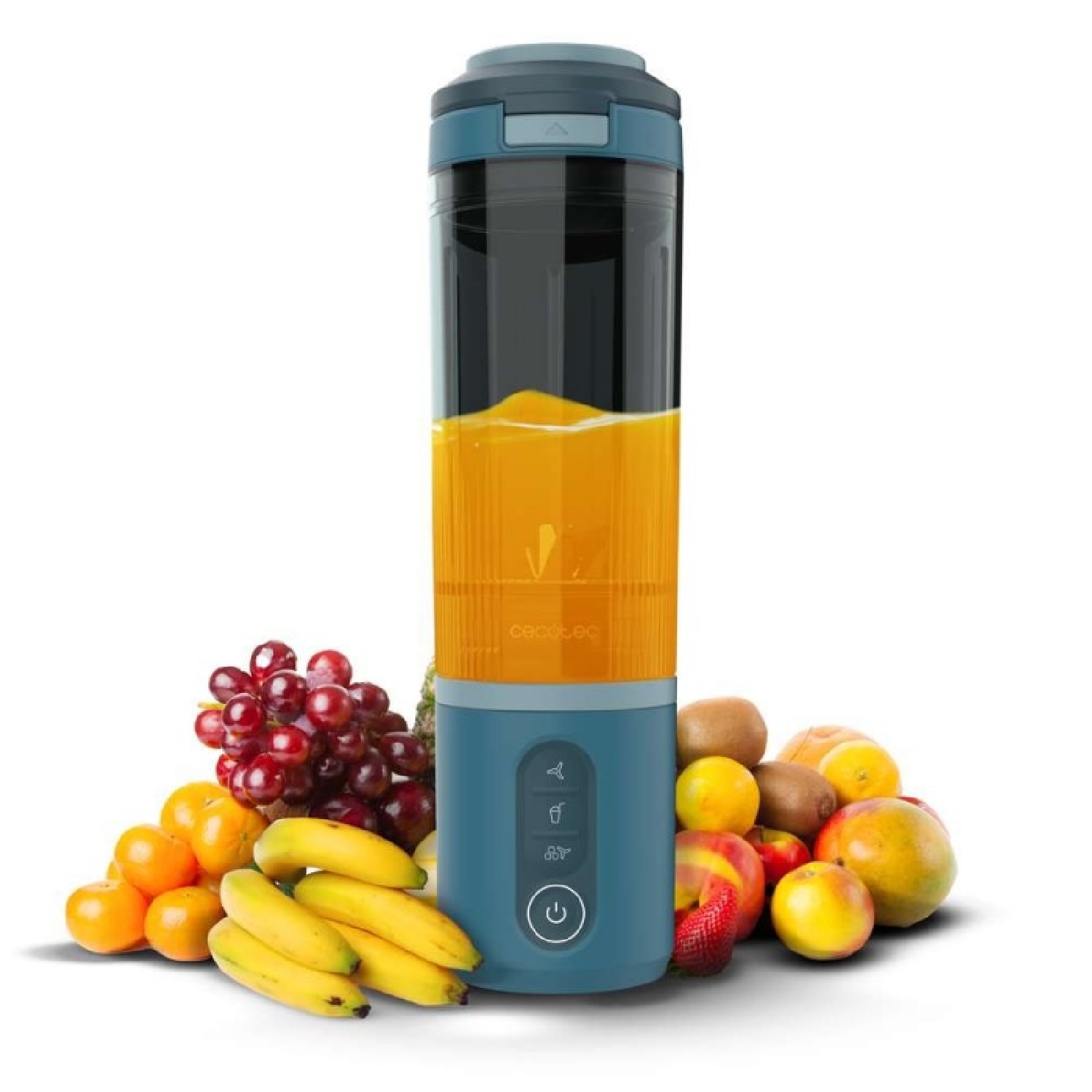 Cecotec Batidora de Vaso Individual Power Titanium Shake2Go Lagoon. 180W, Vaso Tritan 600ml Libre BPA, 3 Programas Automáticos