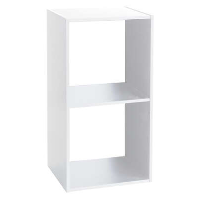 Factory Cuadros - Estantería Teo Blanca de Madera con 2 Compartimentos - Organización Eficiente