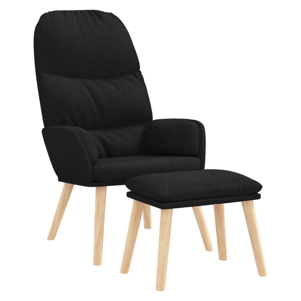 vidaXL Sillón de relax con taburete tela Gris oscuro, Azul, Negro Sillon Dormitorio Sillon Comodos Silla Relax Sillón Sofá
