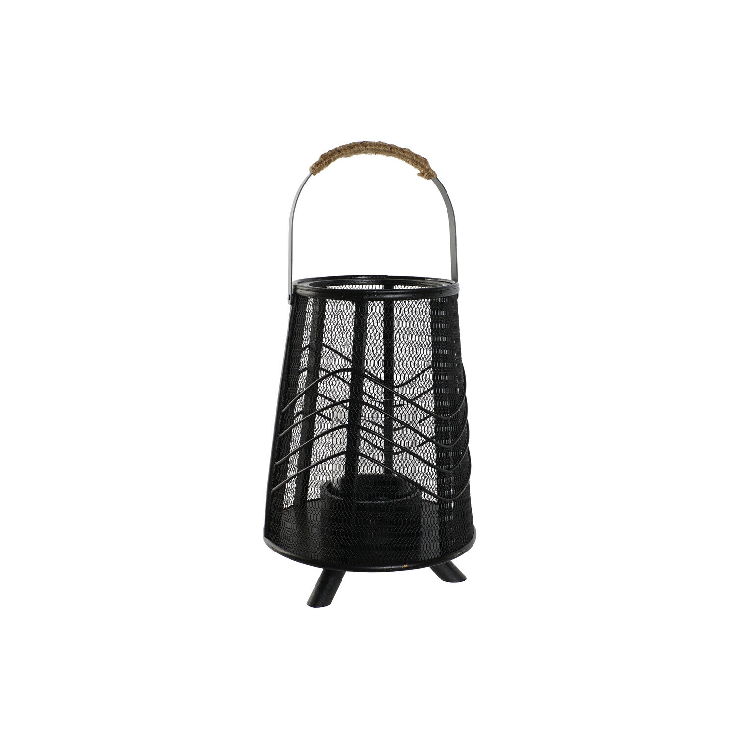 Portavela metal ratan 23x23x31,5 negro , La mejor decoración para tu hogar.