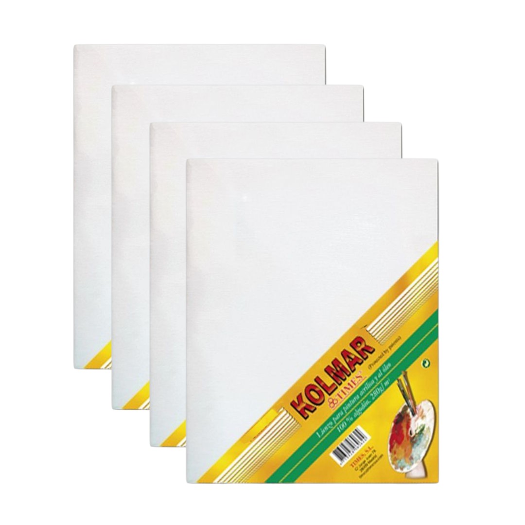 LIENZO para pintar, Lienzo de Alta Calidad para Pintura en Óleo y Acrílico, lienzo blanco PACK 1/2/4 unidades, Tela de Algodón 100%, Textura Fina y Resistente, Fácil de Pigmentar, Ideal para Artistas Profesionales