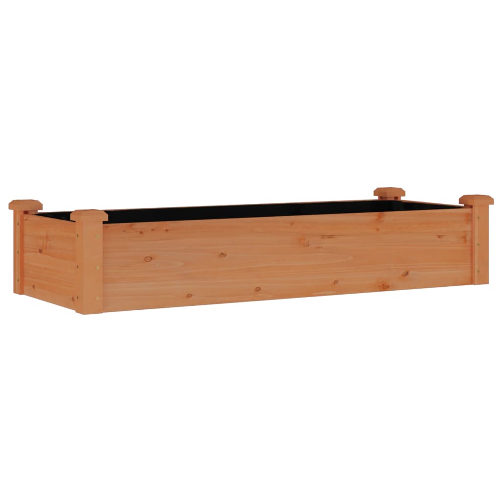 vidaXL Jardinera arriate forro madera maciza abeto 120x45x25 cm Color Natural, Marrón, Gris y mas