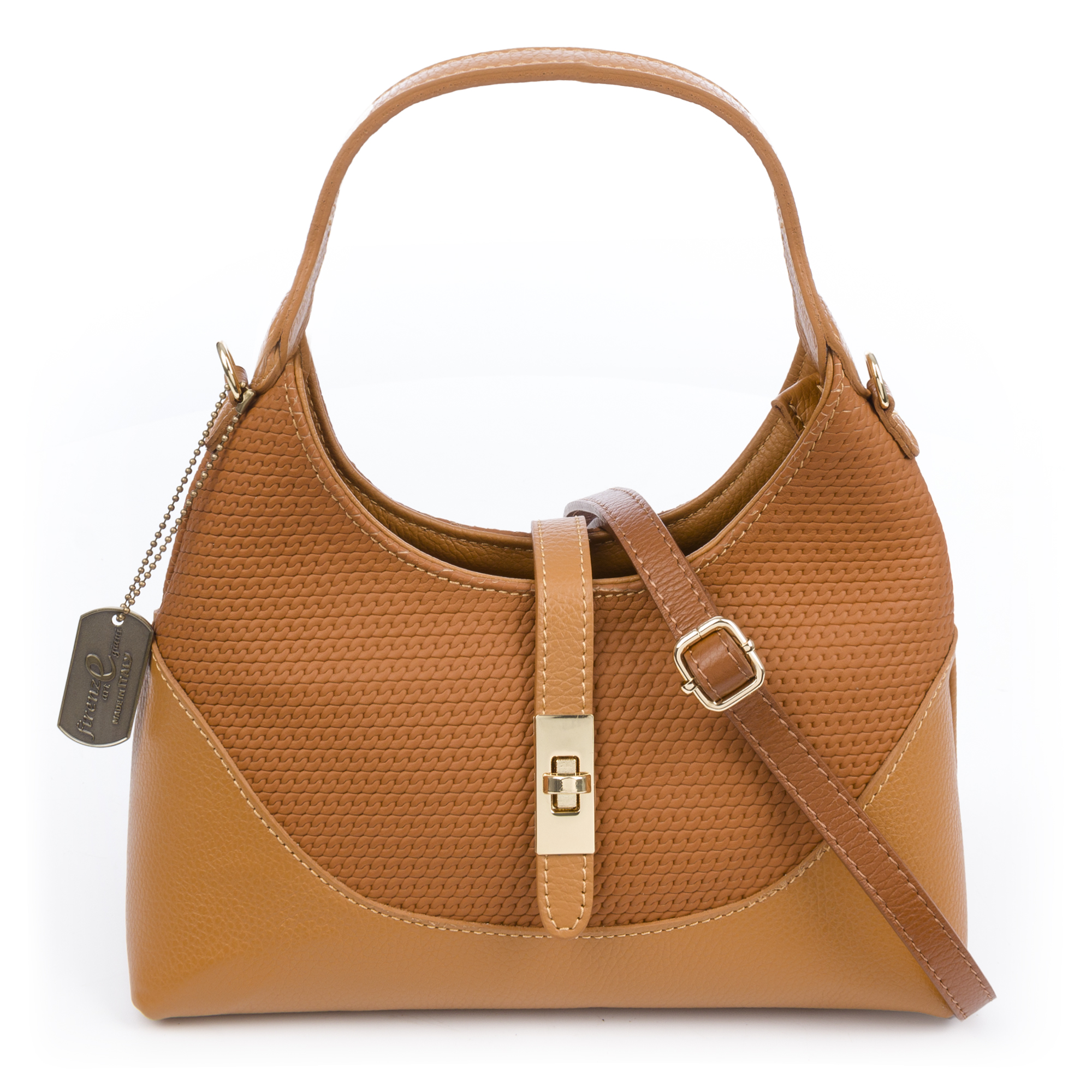 FIRENZE ARTEGIANI Belgioioso Bolso de hombro Mujer. Piel auténtica Dollaro Fabricado en Italia 29x12,5x16 Cm.