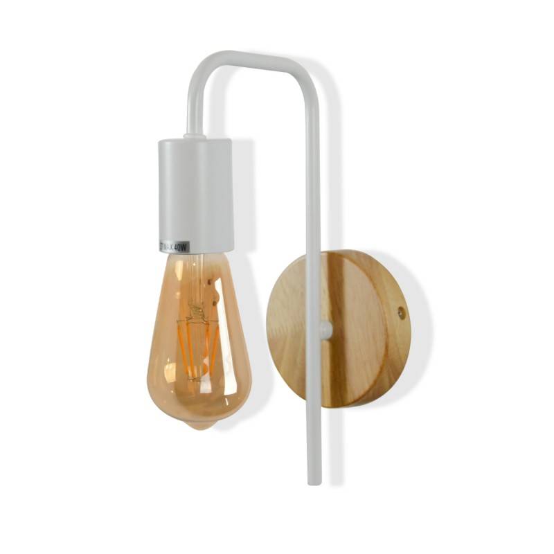 ALPINALUZ Lámparas de Pared de Metal con Base de Madera y Elegante Acabado Negro