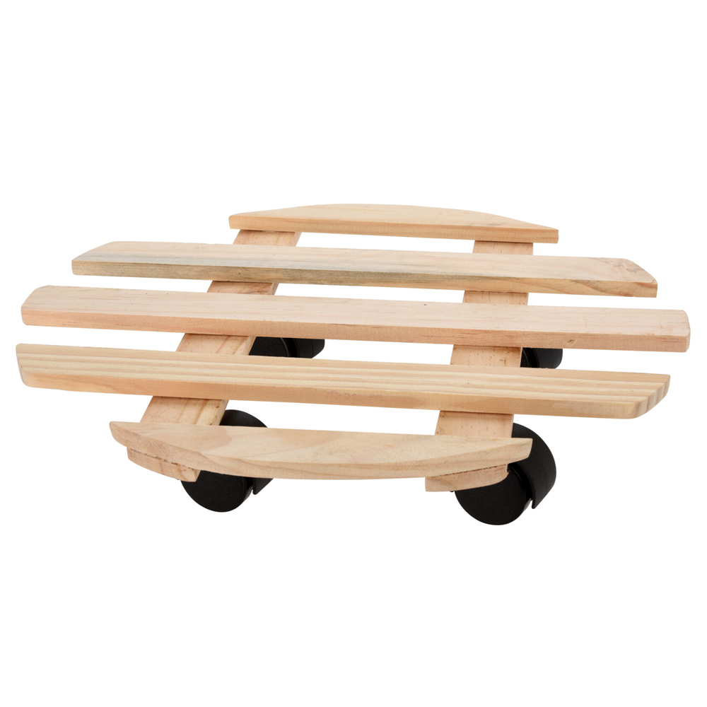 SOPORTE MACETAS RUEDAS MADERA 35 CM