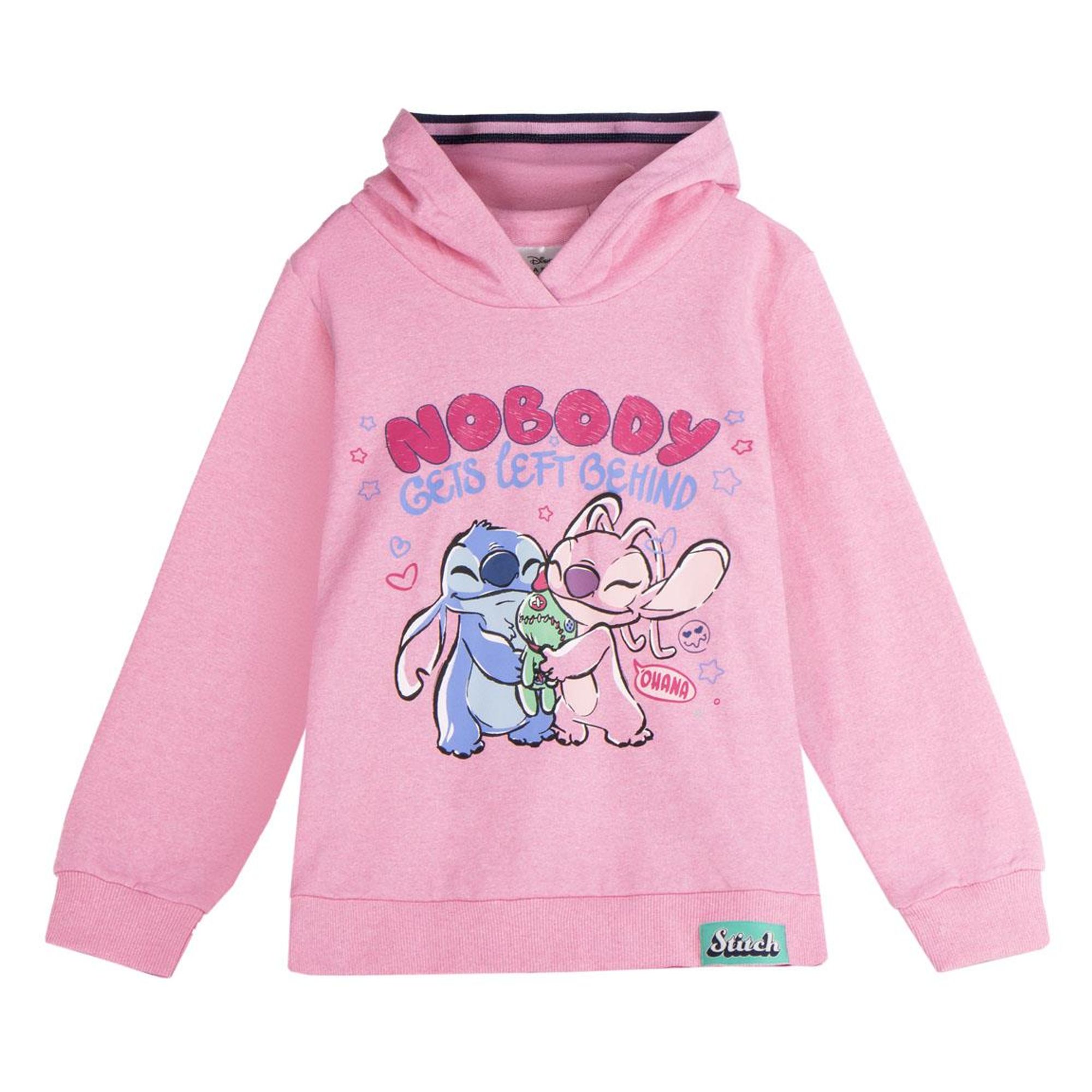 Sudadera con Capucha Stitch Licencia Oficial para Niños y Niñas, Sudadera Rosa Estilo Casual, Diseño Exclusivo con Personaje y Mensaje, Ideal para Invierno y Uso Diario