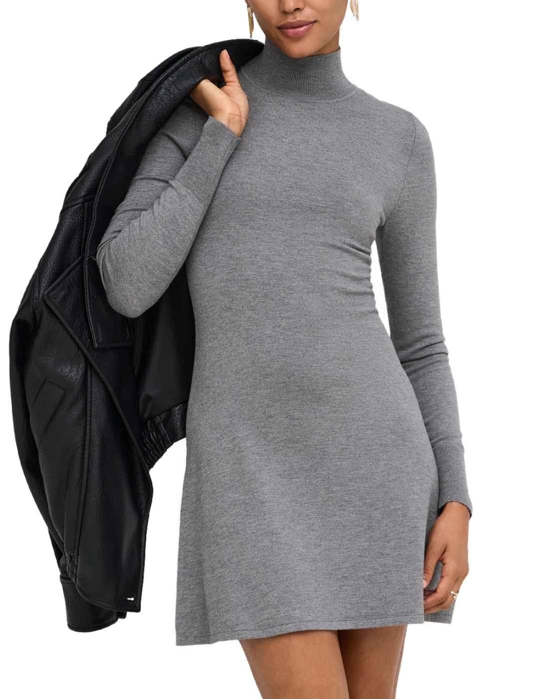 Vestido corto Only Kattie gris de punto para mujer