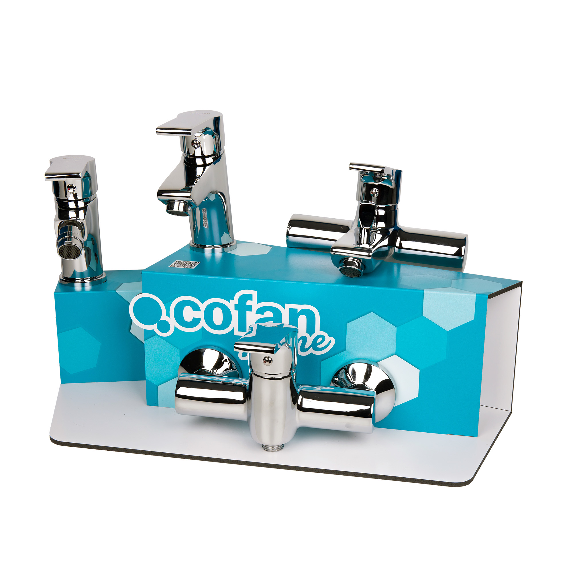 Cofan Kit de Grifería con Expositor para Grifos de Baño Modelo Ross Ideal para exponer grifos Capacidad de 5 unidades