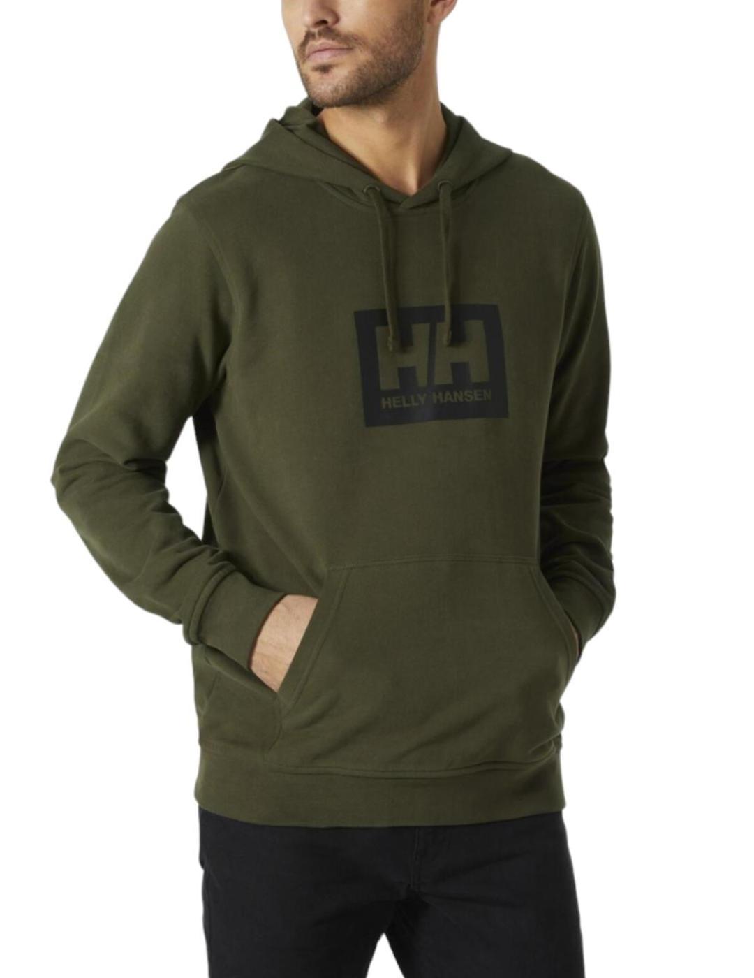 Sudadera Helly Hansen Box verde con capucha para hombre