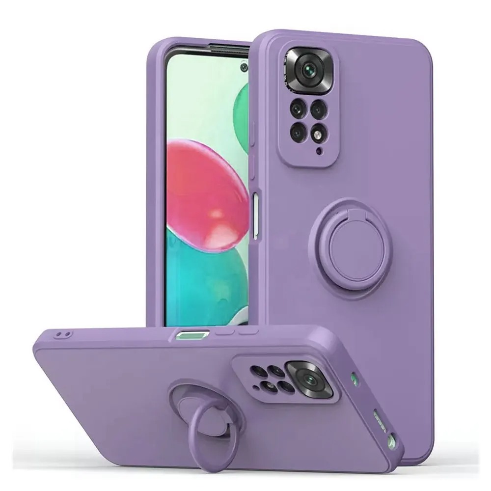 Funda Para Xiaomi Redmi Note 10 10S Pro 5G 11 11S 11T 4G 12 12X Silicona Líquida Flexible Microfibra Suave Soporte Anillo Giratorio Magnético Varios Colores Naranja Negro Azul Morado Verde Agua