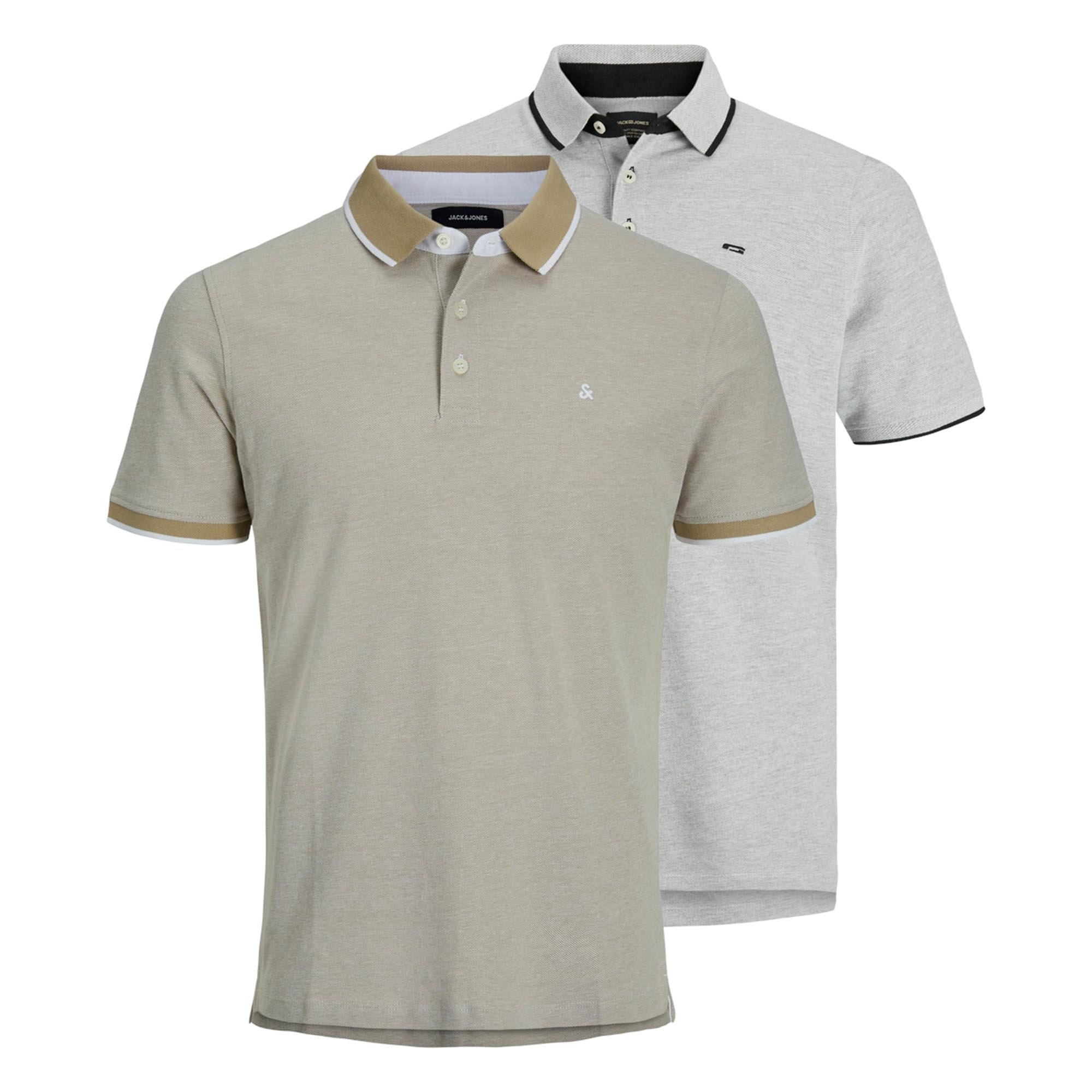 JACK&JONES polos hombre, pack de 2 - JJEPAULOS POLO 2PK, manga corta, color liso, algodón JJEPAULOS POLO 2PK