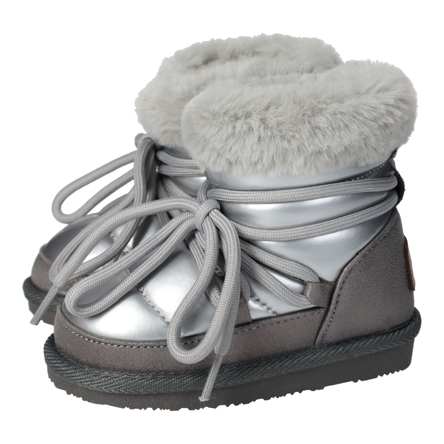Botas-botines marca OSITO para niña en color plata. Botitas australianas water repellent niñas, plata, con forro interno de pelo sintético para dar calor y piso de goma antideslizante