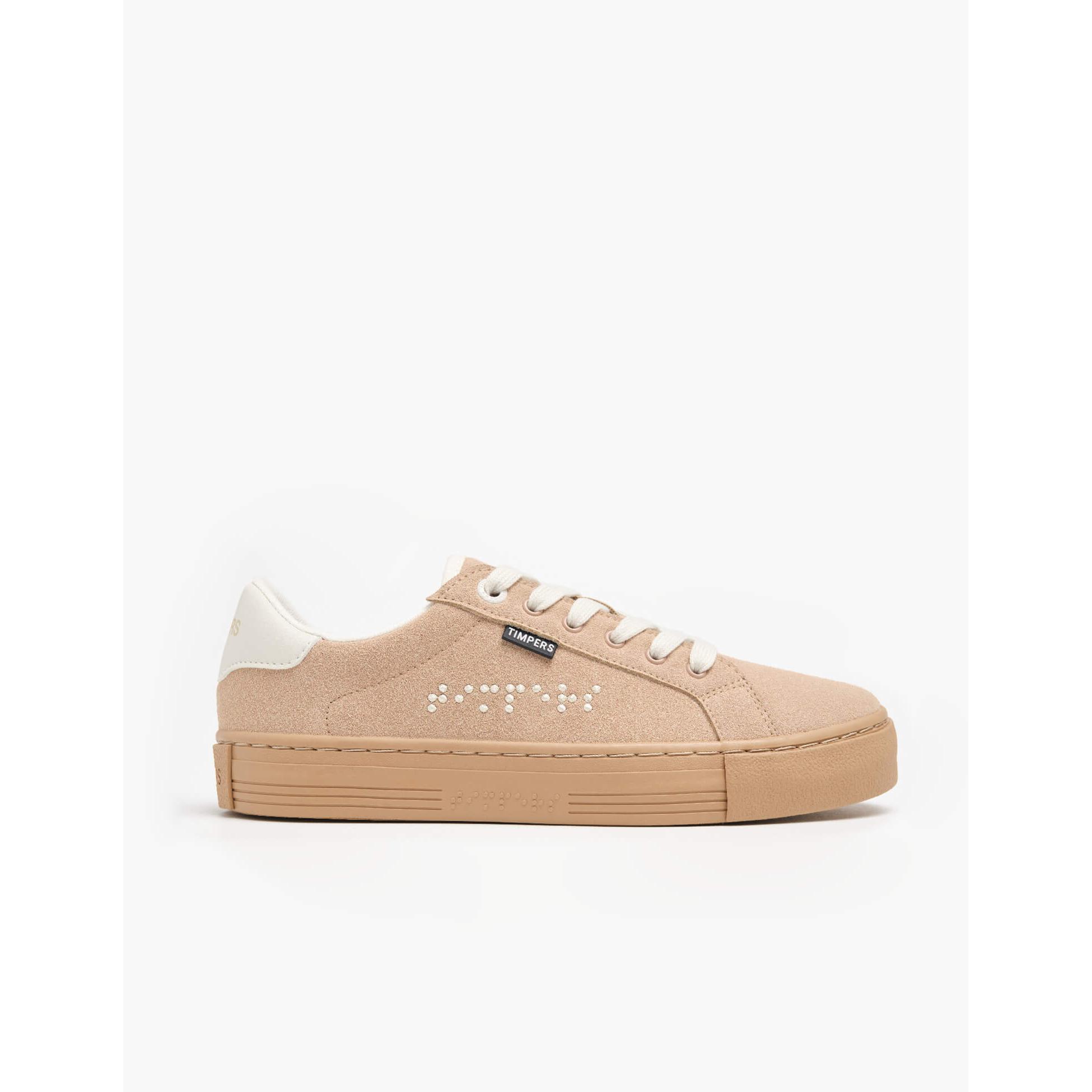 Zapatillas Veganas  Beige con Detalles en Braille y Suela Marrón –  Minimalistas, Inclusivas y Cómodas  Timpers