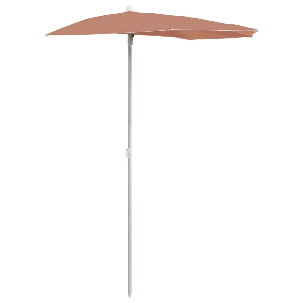 vidaXL Sombrilla de jardín semicircular con palo terracota 180x90 cm