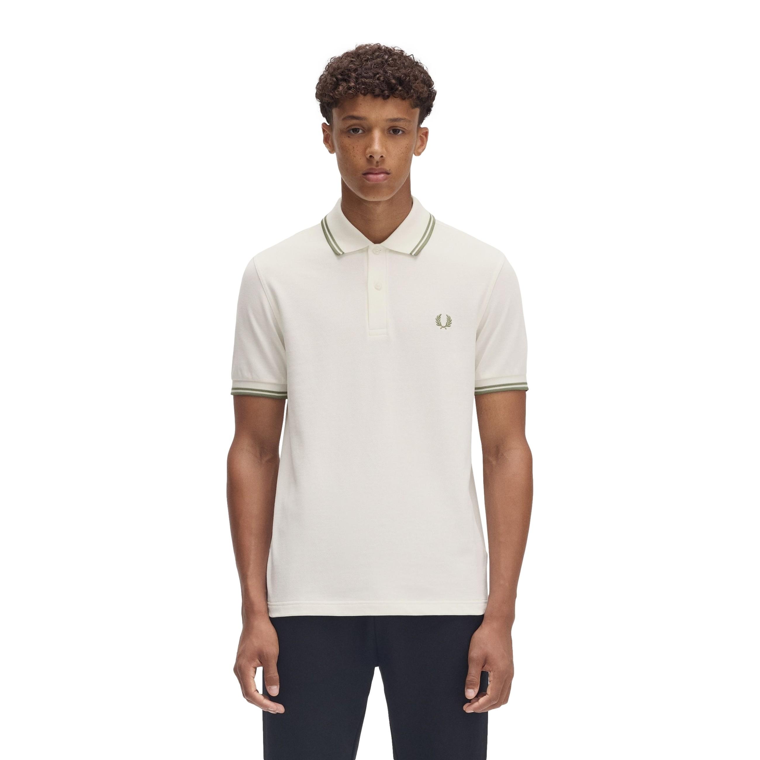 POLO FRED PERRY CRUDO/VERDE TWIN TIPPED SHIRT