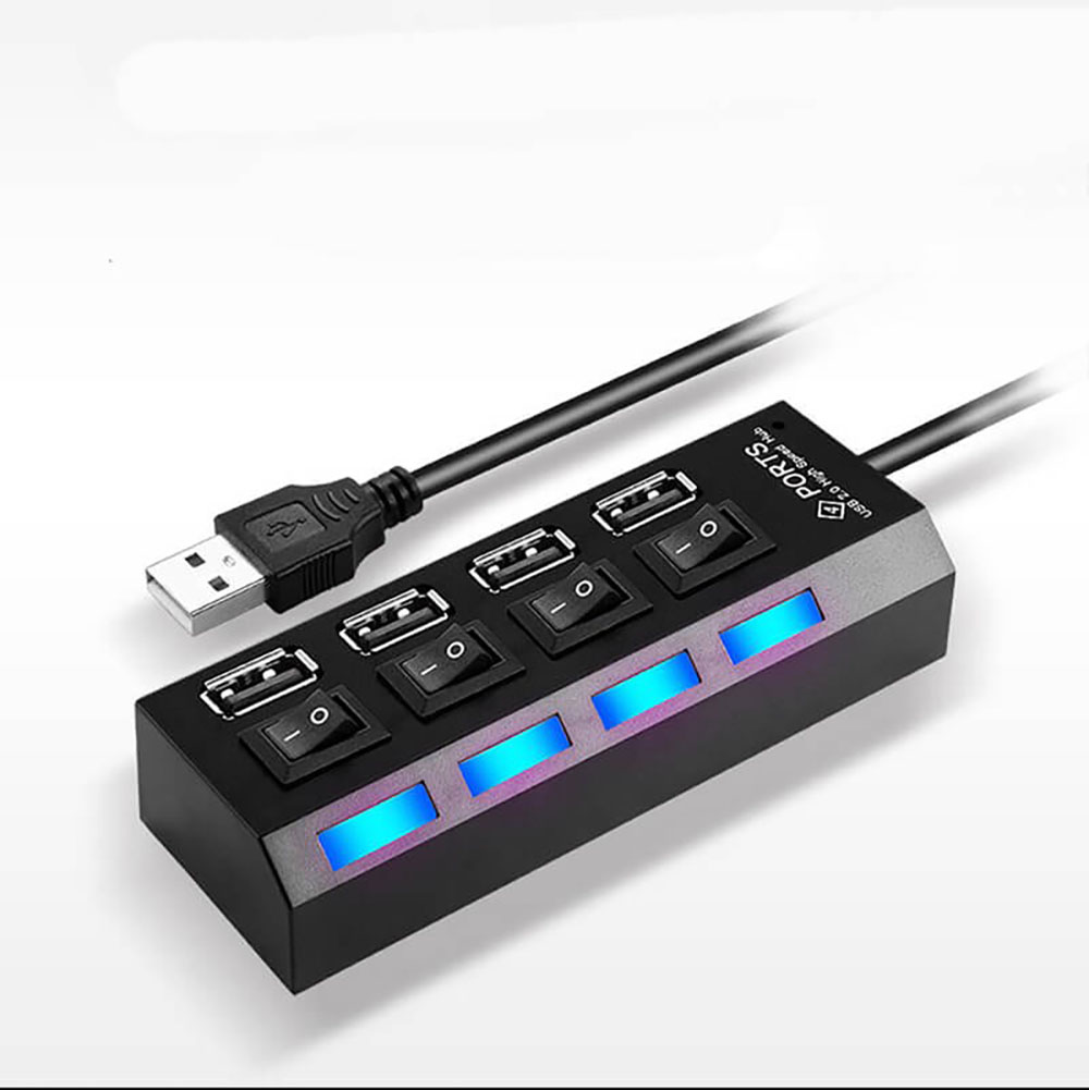 Pacifico Hub USB 2.0 4 Puertos con Interruptor para PC y Portátil
