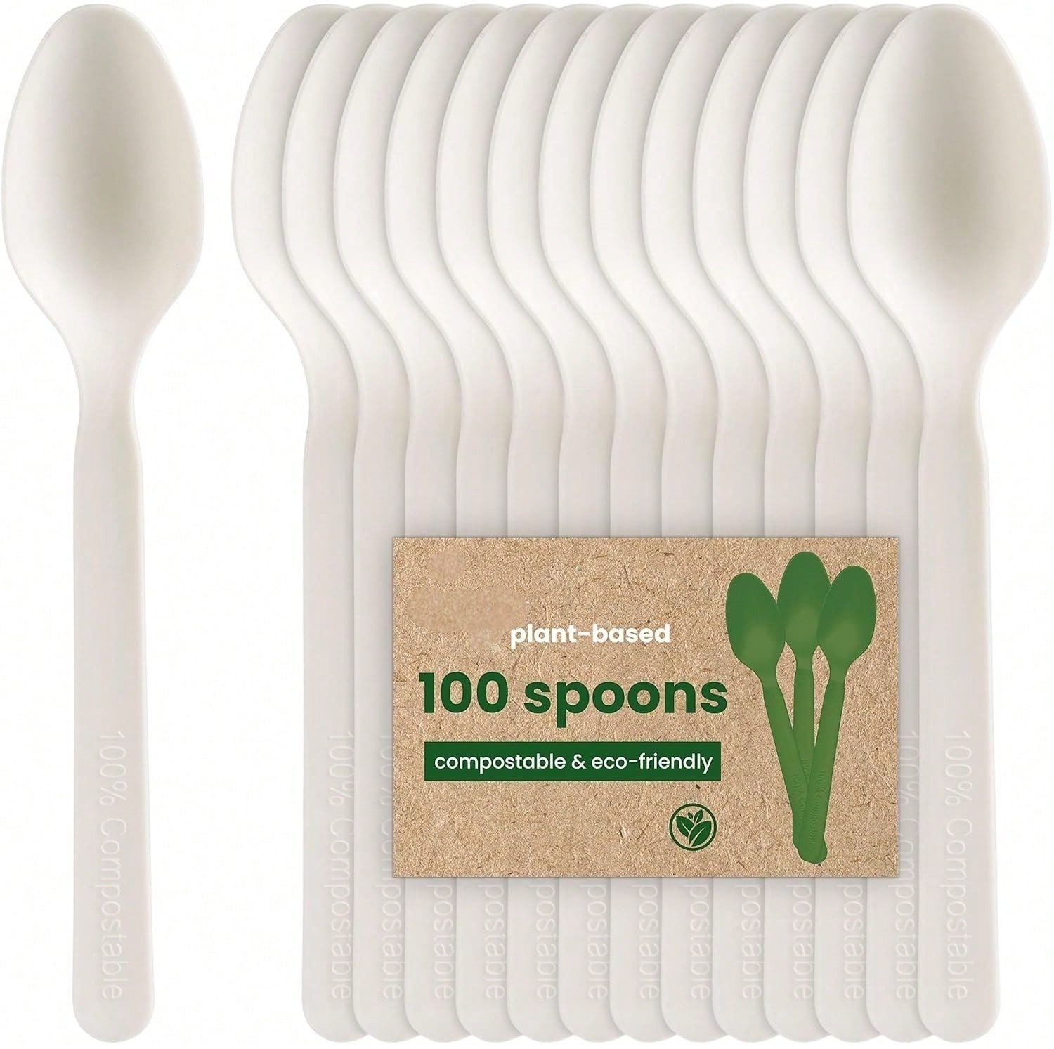 Cubiertos REUTILIZABLES RECICLABLES 100u Cucharitas de Postre/Tenedor/Cuchara/Cuchillos Reutilizables 100% Naturales de cañas de Azucar Biodegradables para elegir - Higiénicamente resistentes Empaquetadas, Compostables, 100% Ecologicos, Libres de BPA